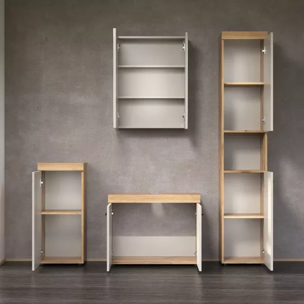 Armoire murale 2 portes miroir couleur cashmere H77 cm - MINA