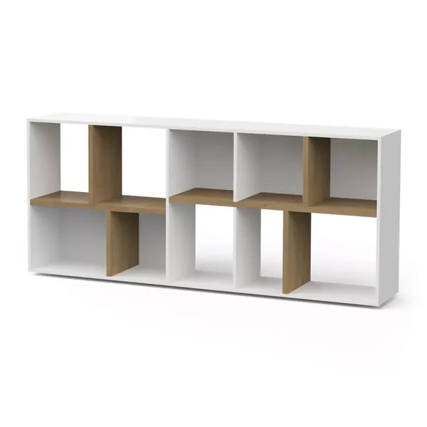 Bibliothèque 10 niches décor chêne et blanc mat L182,2 cm - ACCESS