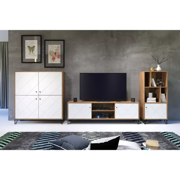 Bibliothèque 1 porte et 4 niches blanc mat H136 cm - Touch