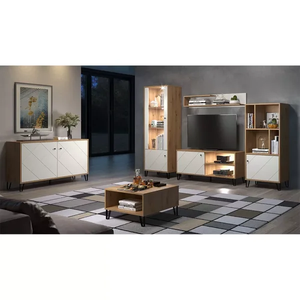 Bibliothèque 1 porte et 4 niches blanc mat H136 cm - Touch