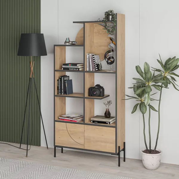 Bibliothèque 2 portes avec pieds en métal H180 cm - DUBAI