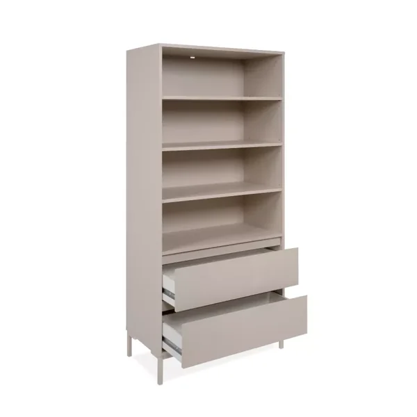 Bibliothèque 3 étagères et 2 tiroirs couleur cachemire H165 cm - NERIO