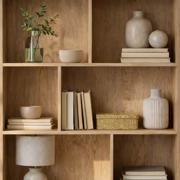 Bibliothèque 6 Cases et 2 Portes en Rotin Naturel H175cm - JAYA