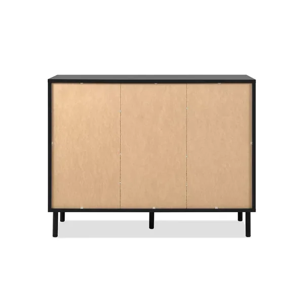 Buffet 2 Portes 4 Tiroirs Noir et Bois L118 cm - MONZA