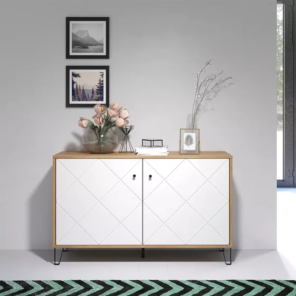 Buffet 2 portes décor chêne artisan L123 cm - Touch