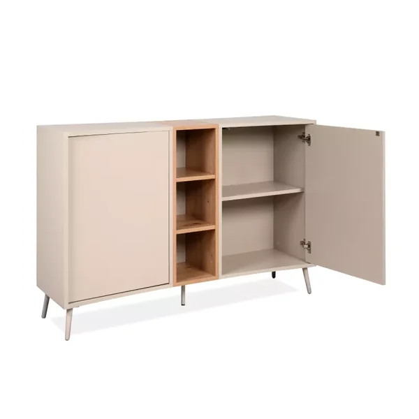 Buffet 2 portes décor sable et chêne L135 cm MYR