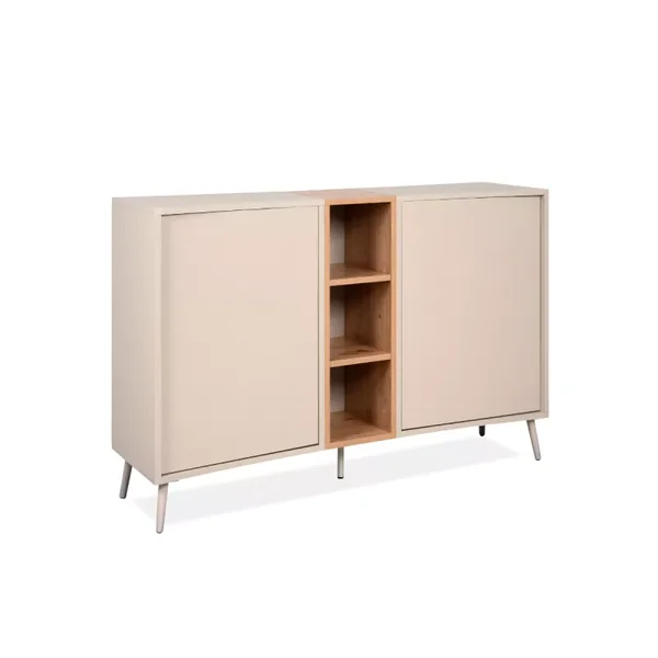 Buffet 2 portes décor sable et chêne L135 cm MYR