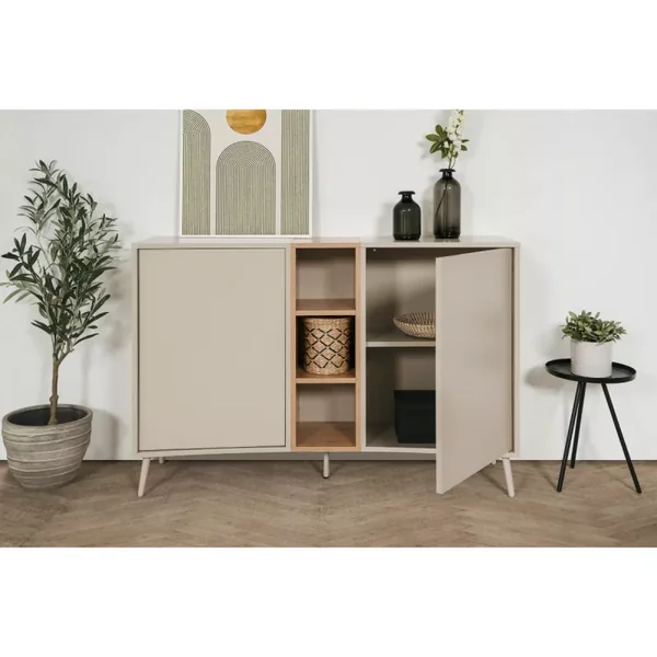 Buffet 2 portes décor sable et chêne L135 cm MYR