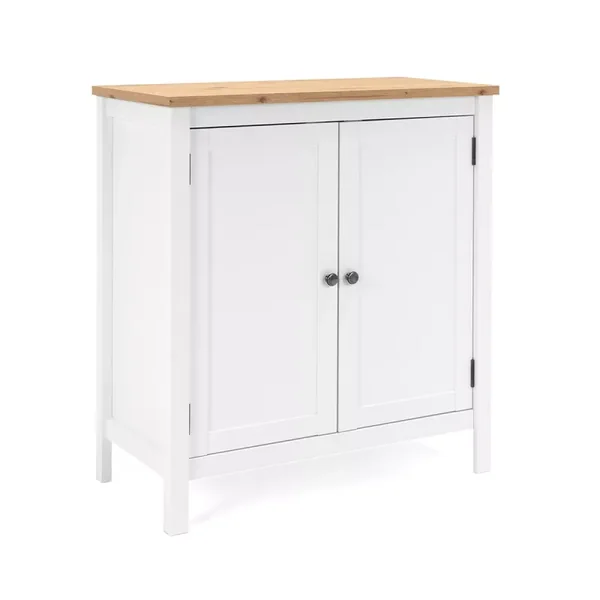 Buffet 2 portes L80 cm - Décor Blanc - BERGEN