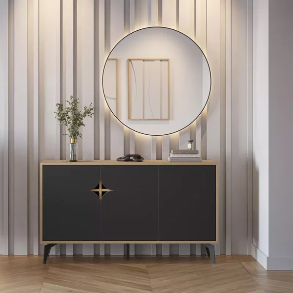 Buffet 3 portes avec pieds en métal L140 cm - FLORA