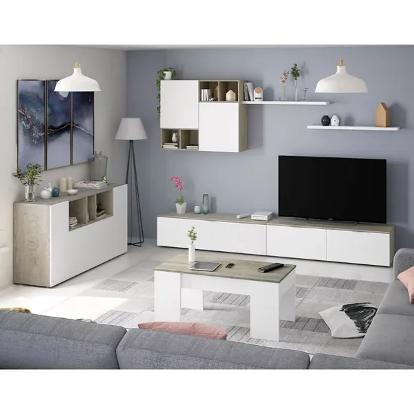 Buffet 3 Portes dont 1 battante et 3 Niches Tamiko - L150 cm