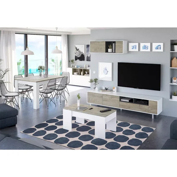 Buffet 3 Portes dont 1 battante et 3 Niches Tamiko - L150 cm