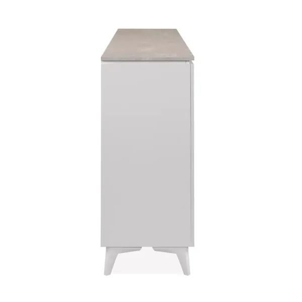 Buffet 3 portes et 3 tiroirs décor travertin et blanc L177cm - BERTRIX