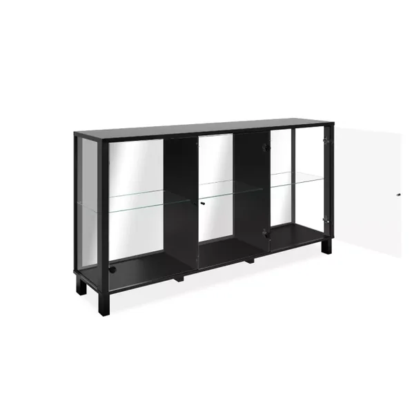 Buffet 3 portes vitrées et 3 étagères en verre L160cm - ALBI