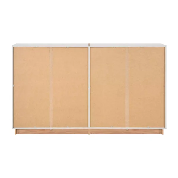 Buffet 3 Tiroirs et 2 Portes Vitrées Décor Blanc et Bois L162,5 cm - SPLIT