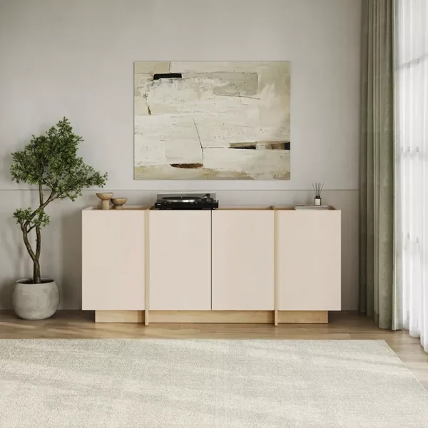 Buffet 4 portes décor cachemire et chêne L180 cm ONYX