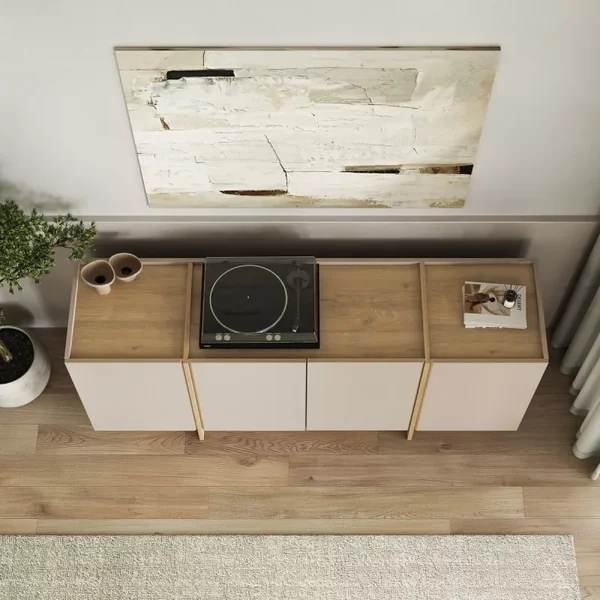Buffet 4 portes décor cachemire et chêne L180 cm ONYX