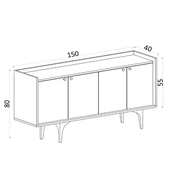 Buffet 4 portes décor chêne L150 cm - NAVI