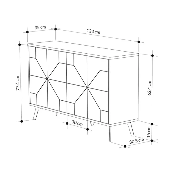Buffet 4 portes décorées L123 cm - DUNE