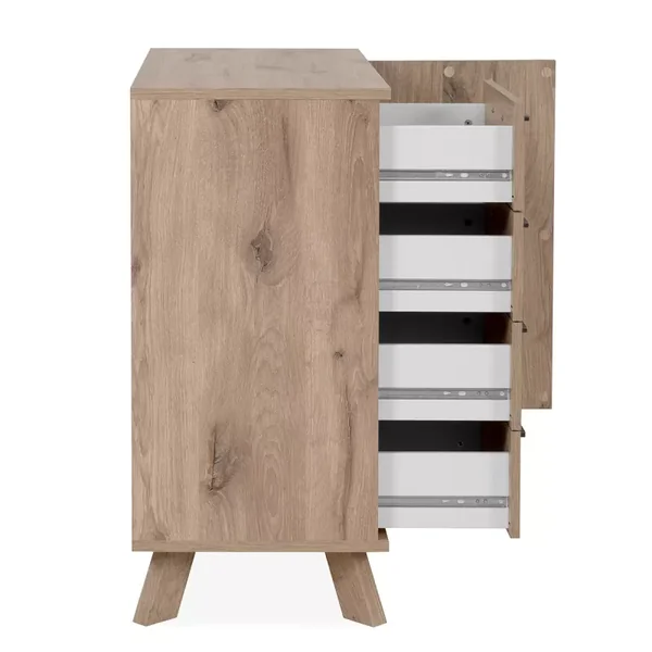 Buffet 4 Tiroirs 1 Porte Décor Chêne L85 cm - OPOLE