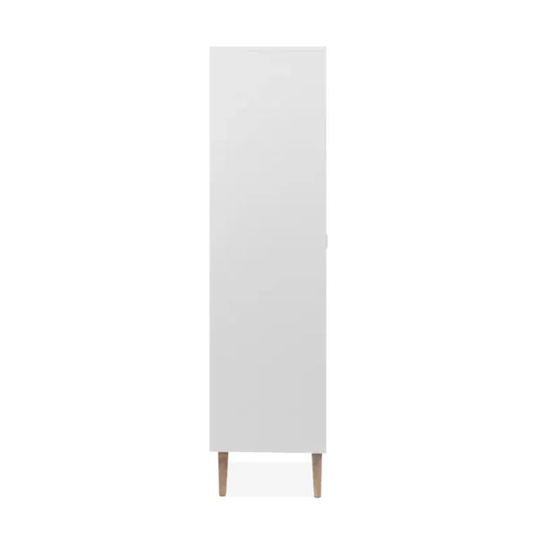 Buffet haut 2 portes 1 tiroir décor blanc et chêne H155 cm KLINT