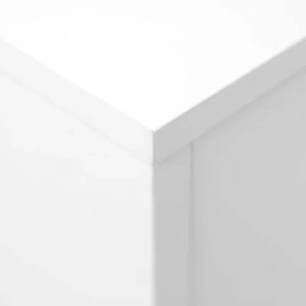 Buffet haut 2 portes 1 tiroir décor blanc et chêne H155 cm KLINT