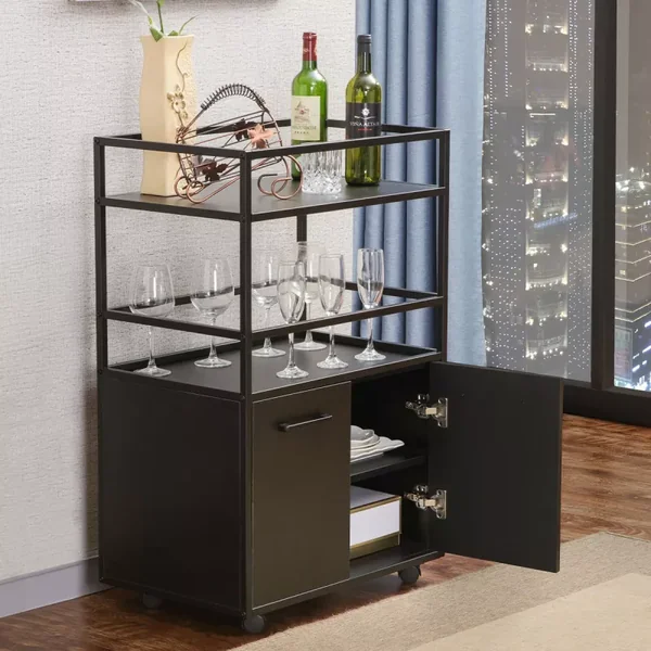 Buffet sur roulettes 2 portes, 2 plateaux et 4 roulettes L60 cm - MOSAIK