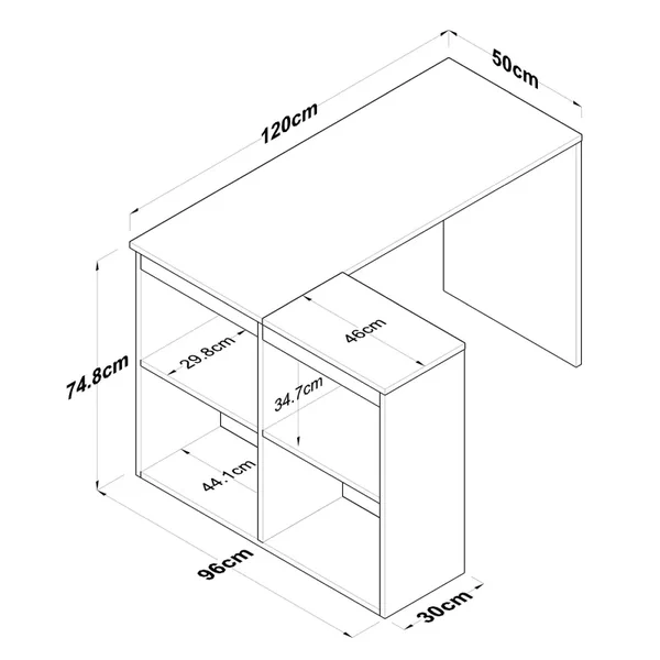 Bureau d'angle décor chêne et blanc L120 cm - CASSIE