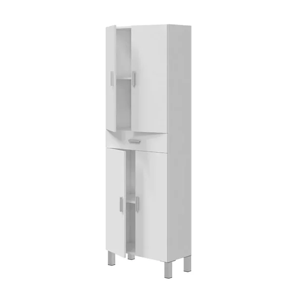 Colonne 4 portes et 1 tiroir blanc brillant L60 cm