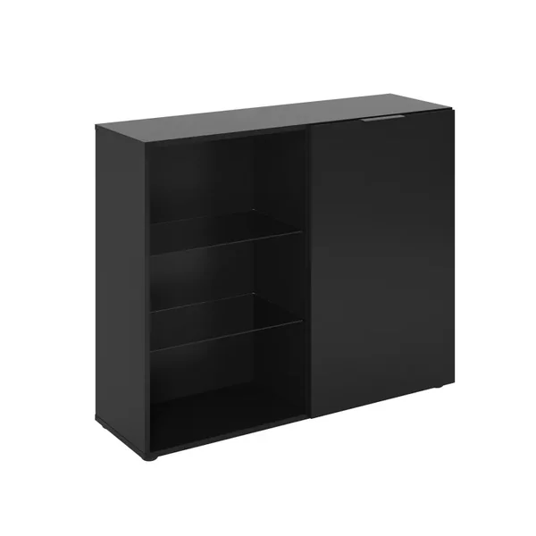 Commode 1 Porte 3 Étagères L99cm - Dark