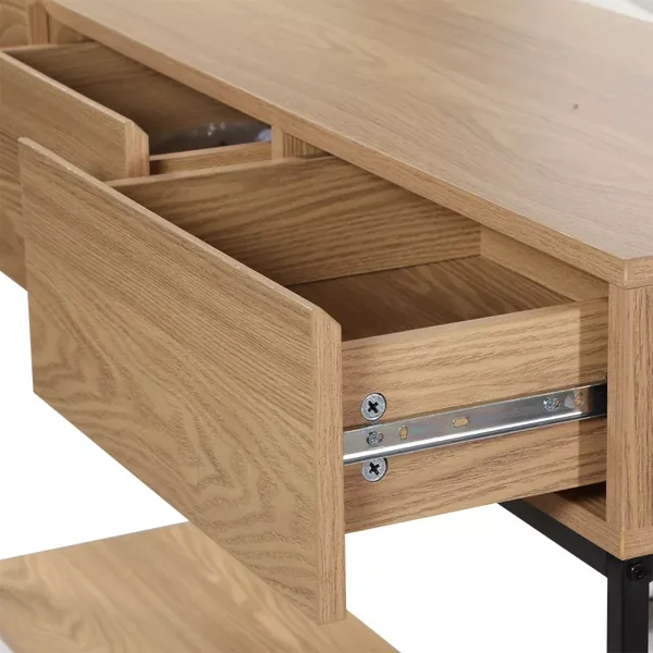 Console 3 tiroirs avec 1 tablette décor bois et métal L120 cm TESSA