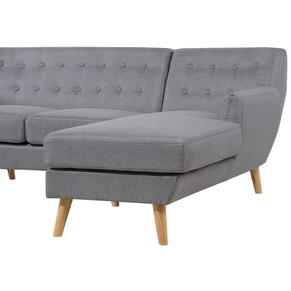 Corner Sofa 3 Seater MOTALA Fabric Light Grey Left Hand