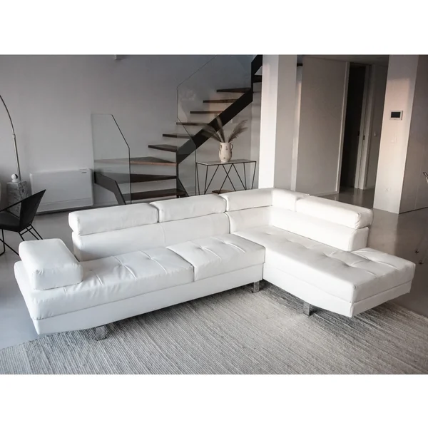 Corner Sofa 5 Seater NORREA Faux Leather White Left Hand