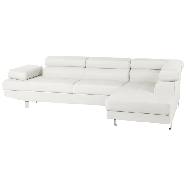 Corner Sofa 5 Seater NORREA Faux Leather White Left Hand