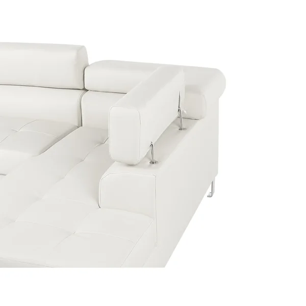 Corner Sofa 5 Seater NORREA Faux Leather White Left Hand