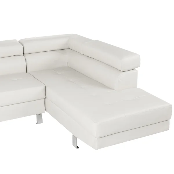 Corner Sofa 5 Seater NORREA Faux Leather White Left Hand