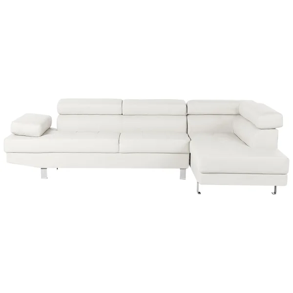 Corner Sofa 5 Seater NORREA Faux Leather White Left Hand