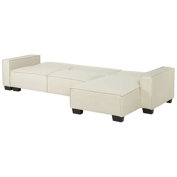 Corner Sofa Bed 3 Seater ROMEDAL Fabric Beige Left Hand