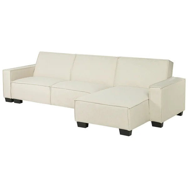 Corner Sofa Bed 3 Seater ROMEDAL Fabric Beige Left Hand
