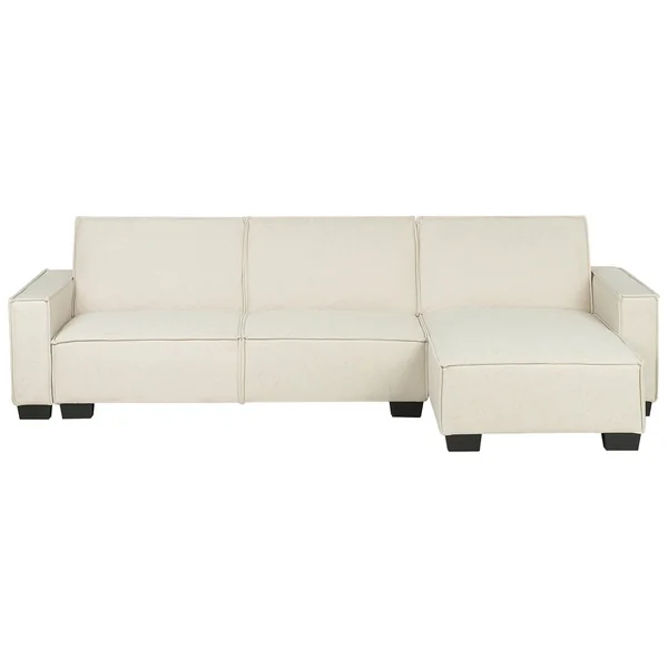 Corner Sofa Bed 3 Seater ROMEDAL Fabric Beige Left Hand
