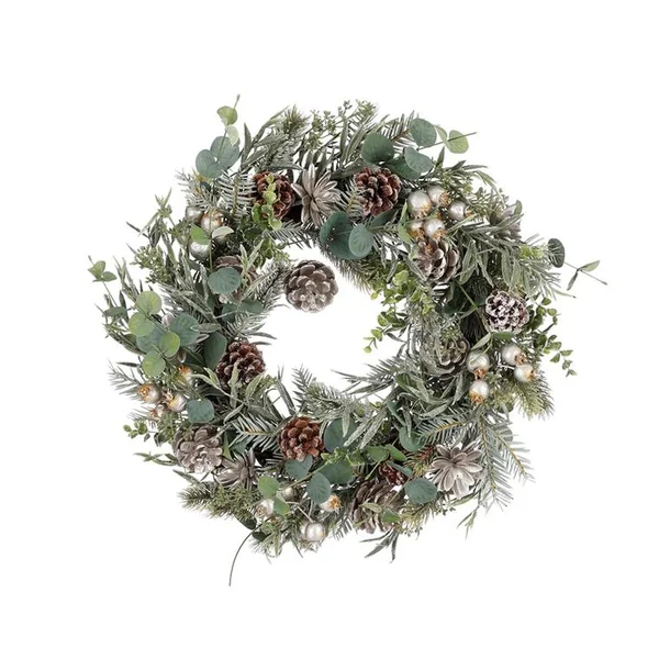 Couronne décorative Chelsea couleur vert en polyéthylène - Ø 50 cm