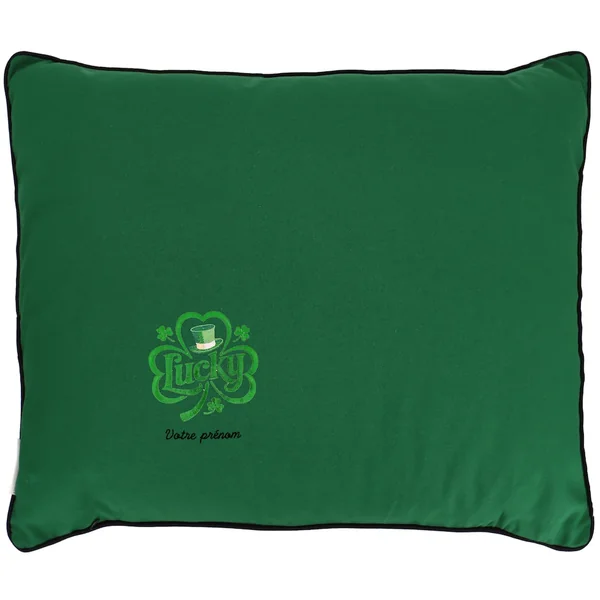 Coussin brodé Saint-Patrick 80x100 cm Vert - Lucky et trèfle porte-bonheur - Série limitée