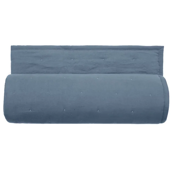 Couvre-lit 220x240 cm CELESTE velours piquage points brodés bleu orage