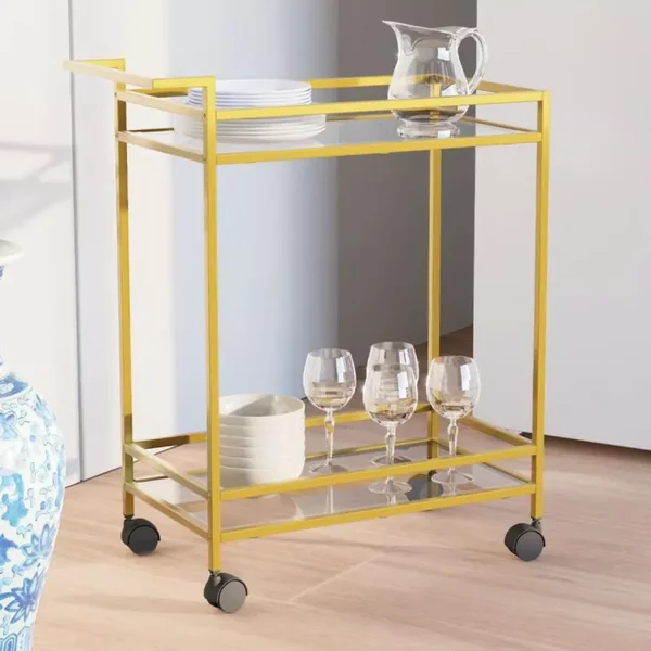 Desserte en Métal doré et verre H80 cm - VORTEX