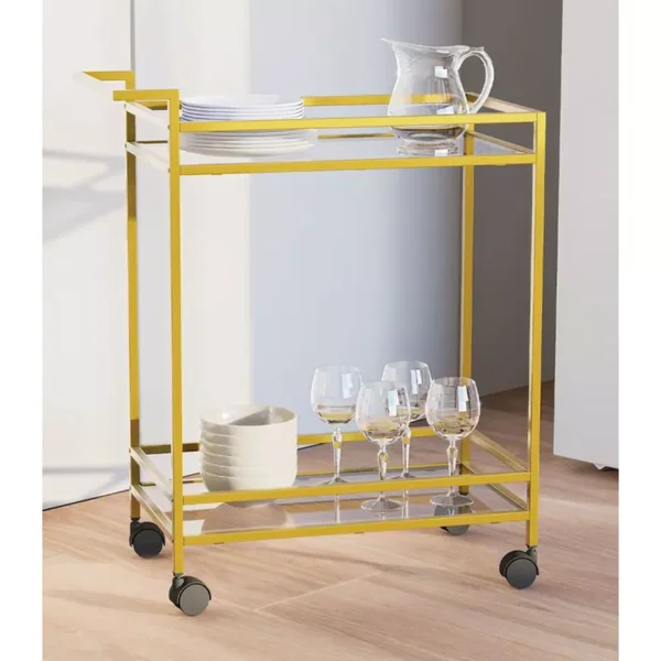 Desserte en Métal doré et verre H80 cm - VORTEX