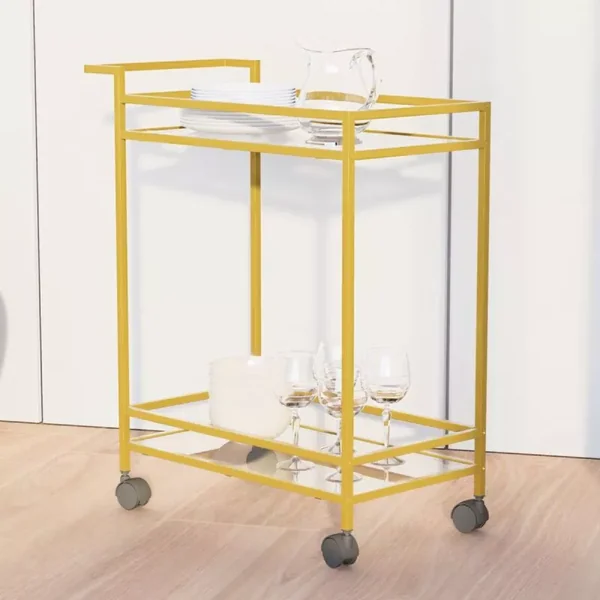 Desserte en Métal doré et verre H80 cm - VORTEX