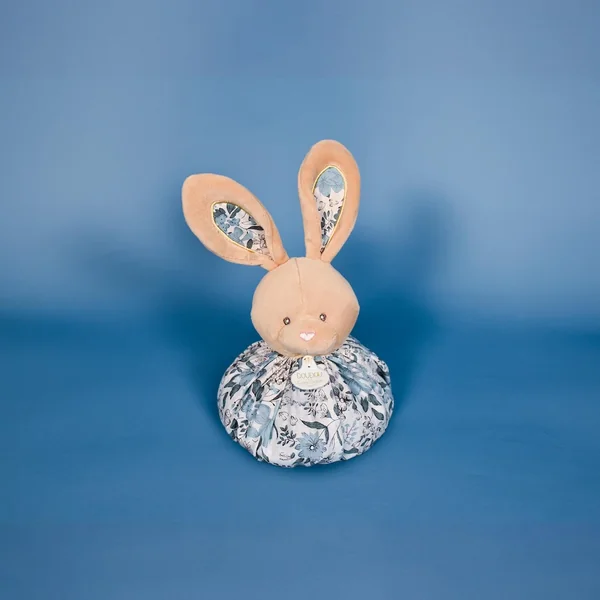 Doudou boule 25 cm polyester collection LES PETITS FUTÉS lapin bleu