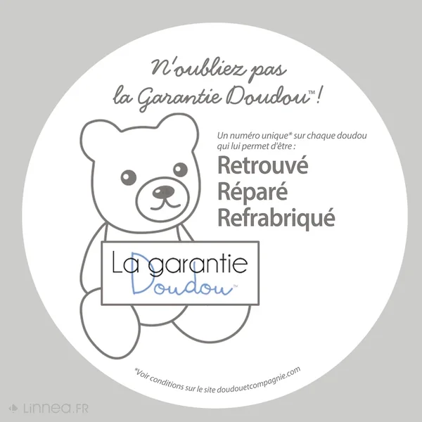 Doudou lapin 10 cm polyester J'AIME MON DOUDOU rose et blanc