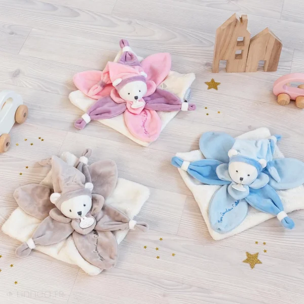 Doudou ours 24 cm en 100 % polyester collection COLLECTOR rose