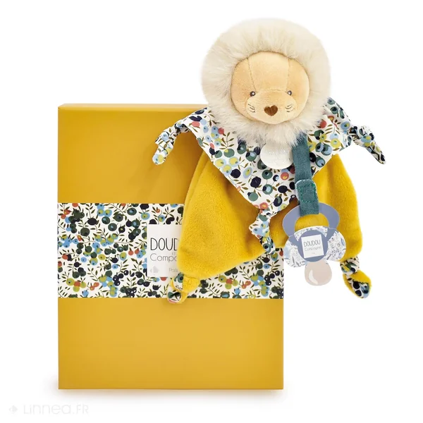 Doudou sucette 20 cm polyester BOH'AIME lion jaune multicolore